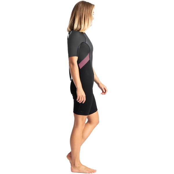 2026 C-Skins Womens Element 3/2mm Back Zip Shorty Wetsuit C-EL32SHW - Black / Meteor / Rose